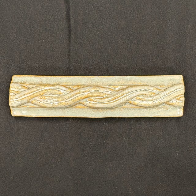 Traditional Beige Glazed Ceramic Woven Decorative Liner For Sale - Image 3 of 5