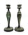 Rustic European Vintage Brass Candlesticks With Verdigris Finish – Pair – Neoclassical / European Traditional For Sale - Image 3 of 9