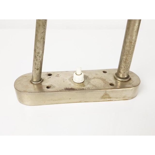 Metal Italian Rationalist Anodized Aluminum and Nickel-Plated Brass Wall Lamp, 1940s For Sale - Image 7 of 9