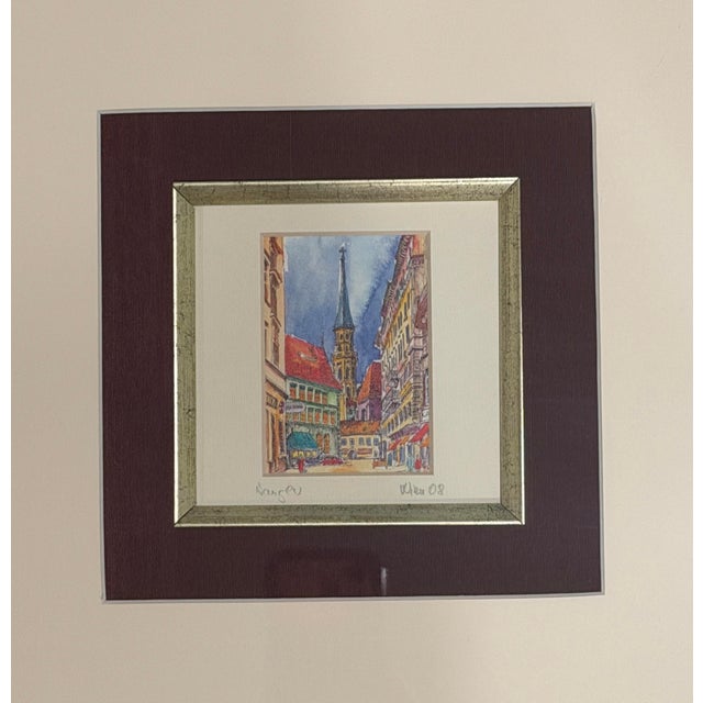 Vienna Street Scene, 2002, Watercolor and Ink on Paper For Sale - Image 4 of 7