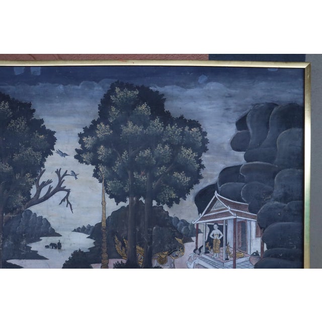 Late 20th Century Large Antique Indian Mughal Painting With Gilt Frame For Sale - Image 5 of 11