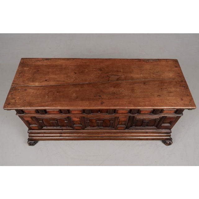 Italian Baroque Cassone Marriage Chest, Solid Walnut, Circa 1700-1730 For Sale - Image 9 of 10