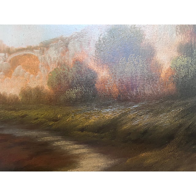 Brown Antique Italian Landscape Oil Painting Signed Rastelli, Vintage Framed Art For Sale - Image 8 of 9