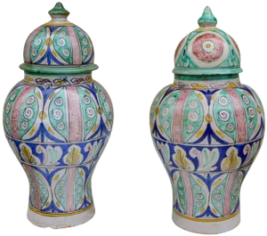 Antique Andalusian Ceramic Vases- S/2
