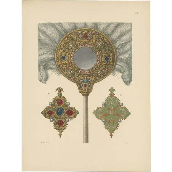 Dr. J.H. von Hefner-Alteneck, Oval Feather Duster with Mirror, 1890, Paper For Sale