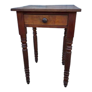 19th Century Antique American Style Solid Wood One-Drawer Work Table Side Table