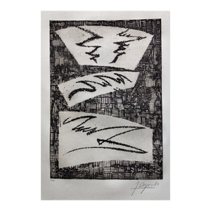 Jean Deyrolle, French Avant Garde Bold Abstract Geometric Aquatint Etching Op Art Kinetic, 1967
