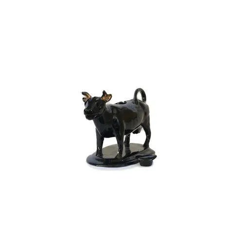 19th Century Antique English Staffordshire Jackfield Cow Creamer For Sale - Image 5 of 6