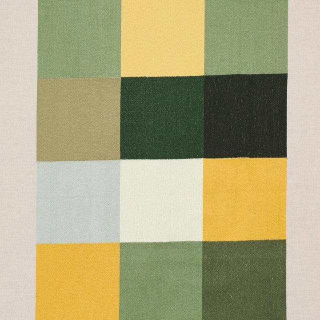 Sample - Schumacher X David Kaihoi Embroidered Tile Fabric in Green For Sale