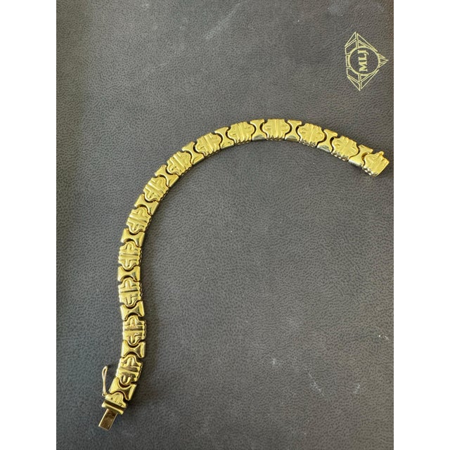 Vintage 14 Karat Yellow Gold 16.2Gm Parentesi link Bracelet Unisex, 7.5 ", Italy For Sale - Image 17 of 18