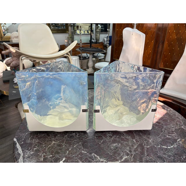 1970s Opalescent Murano Glass Lamps - a Pair For Sale - Image 11 of 12