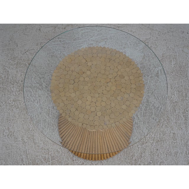 Traditional McGuire by Baker Bamboo Base Beveled Glass Top Center or Dining Table For Sale - Image 3 of 10