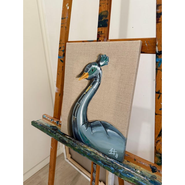 Sofía Cristina Jiménez, Inflatable Peacock Portrait: Lady Phasi 3, 2024, Acrylic on Unprimed Linen For Sale - Image 8 of 15