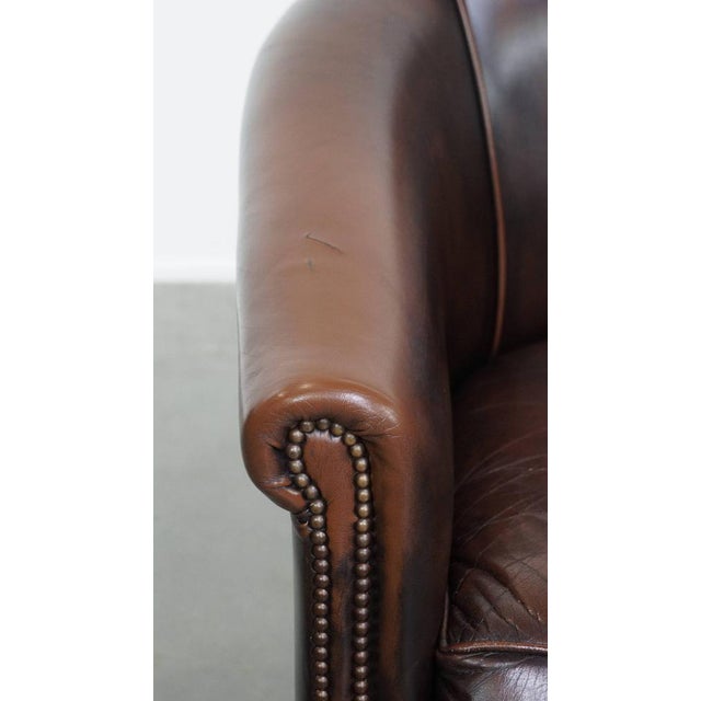 English Style Club Armchair in Cowhide Leather For Sale - Image 10 of 15
