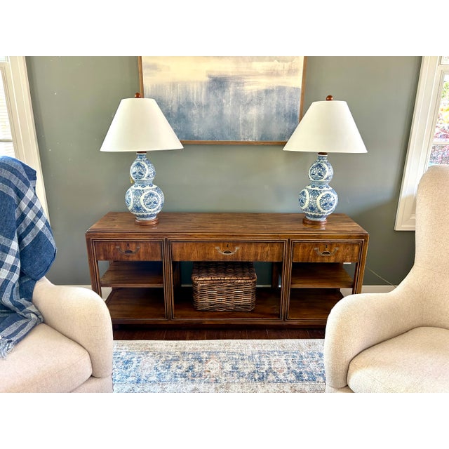 Drexel Heritage Accolade Campaign Console Table – Vintage Sideboard, Sofa Table, or Entryway Console For Sale - Image 10 of 12