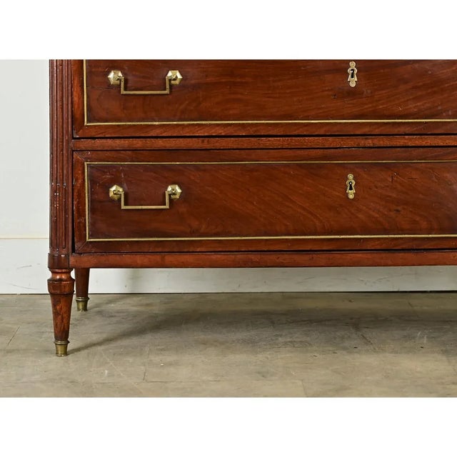 Brown French 19th Century Louis XVI Style Mahogany & Marble Commode For Sale - Image 8 of 12