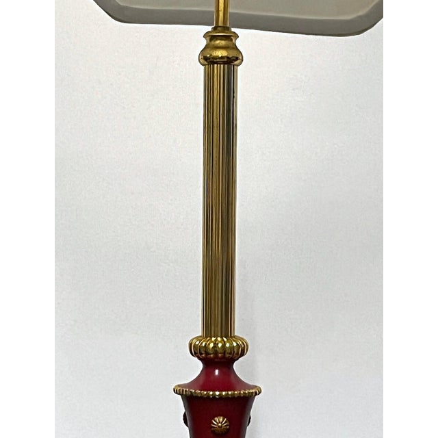 Metal Empire Brass Table Lamp with Fabric Shade from Unbekannt, 1960s For Sale - Image 7 of 11