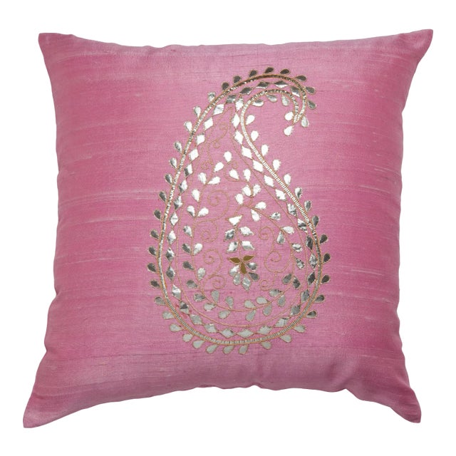 Mysore Paisley Pillow Case - Pink, 20" x 20" For Sale