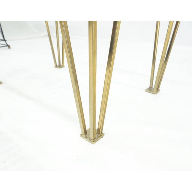 Geometric Frame Style Legs Rectangular Brass Plated Side Table w/ Glass Top For Sale - Image 9 of 13