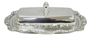 Vintage Lancaster Rose Poole Silver Plated Covered Butter Dish W/ Glass Liner
