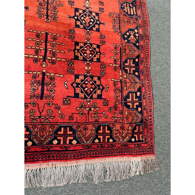 4ft 4in × 6ft 8in Hand-Knot Tribal Wool Area Rug, Vintage For Sale - Image 4 of 11