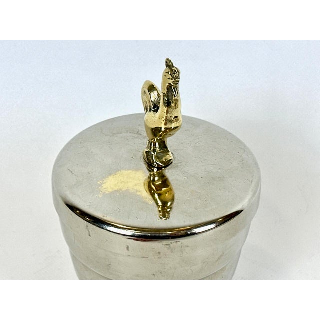 Metal Art Deco Danish Jar with Rooster from Nordisk Malm, 1930s For Sale - Image 7 of 9