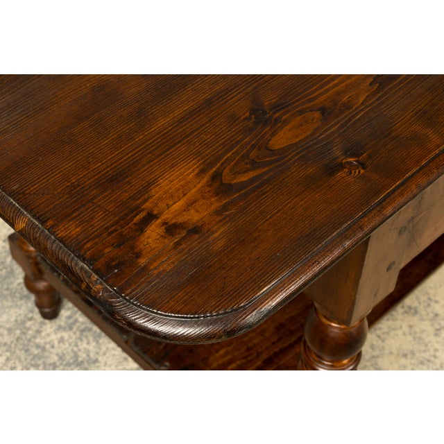 Brown Late 19th Century French Provincial Pine Draper’s Table or Kitchen Island For Sale - Image 8 of 18