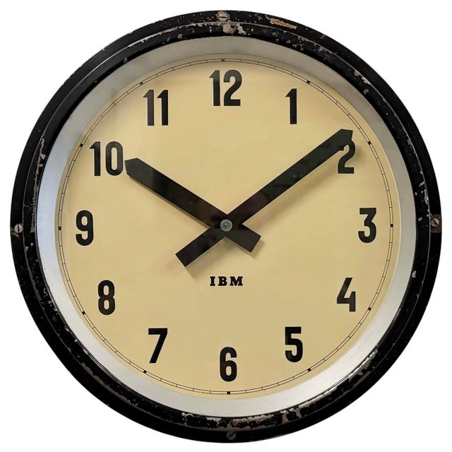 Industrial Black Factory Wall Clock from IBM, 1950s For Sale - Image 17 of 17