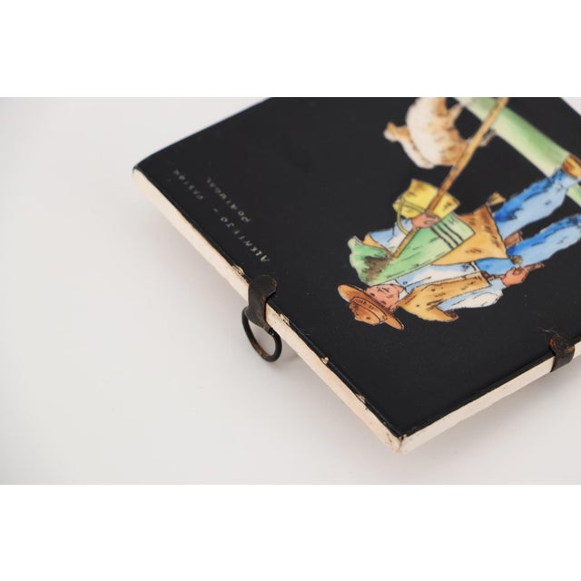 1950s Portuguese Set of Five Small Tiles Depicting People From Alentejo Province For Sale - Image 10 of 12
