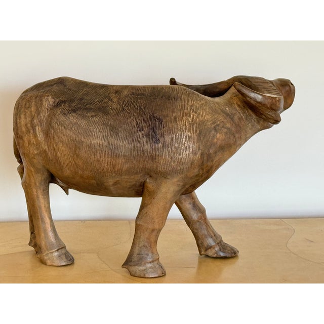 20th Century Japanese Wood Carving of a Water Buffalo For Sale - Image 4 of 9