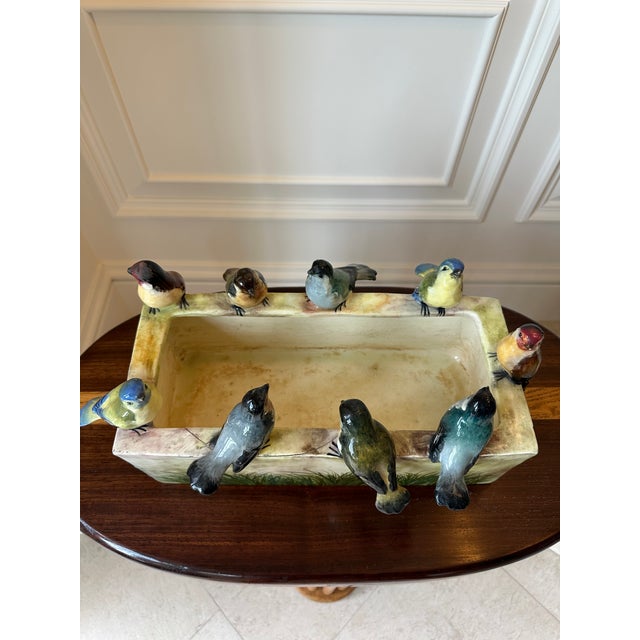 Antique Jerome Massier French Ceramic Planter Cachepot With 9 Bird Sculptures For Sale - Image 10 of 18