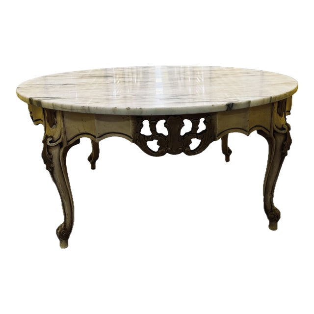 1960s French Provincial Marble Coffee Table For Sale