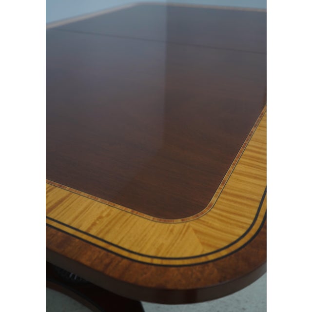 1980s Baker Banded Mahogany Neoclassical Dining Room Table For Sale - Image 5 of 18