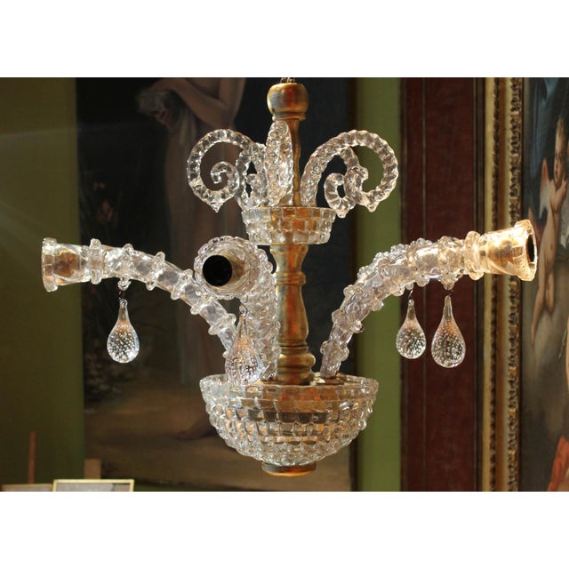 20th Century Italian Murano Transparent Glass 2-Tier 5-Light Chandelier, 1940s For Sale - Image 12 of 18
