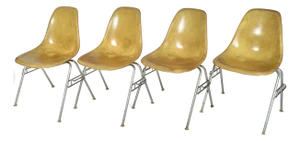Vintage Eames Fiberglass DSS Stacking Chairs by Charles and Ray Eames for Herman Miller Set of 4