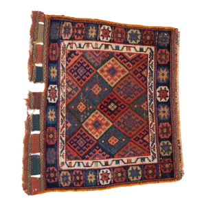Antique Jaff Kurd Bag Face Square Rug Mat - 2' X 2'5"