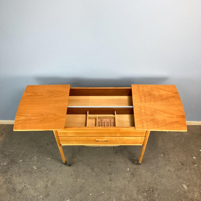 Rolling Sewing Box in Pear Wood and Beech, 1960s For Sale - Image 4 of 11
