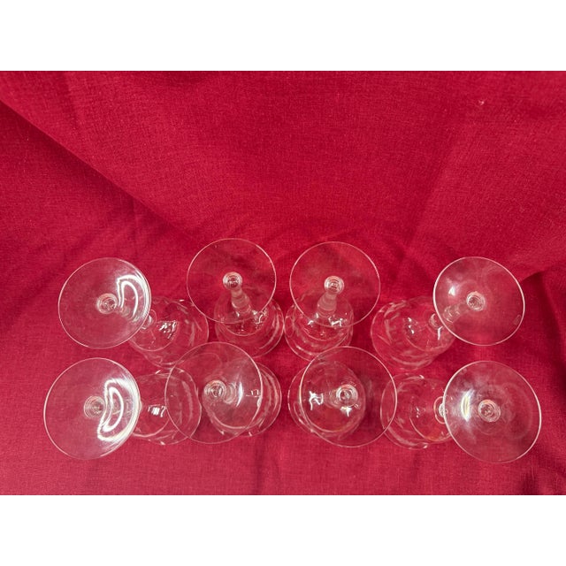 1950s Crystal Etched Wine Glasses - Set of 8 For Sale - Image 4 of 8