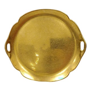1940s Pickard China Shape 722 Gold Encrusted Rose Daisy Tray Platter with Two Handles For Sale