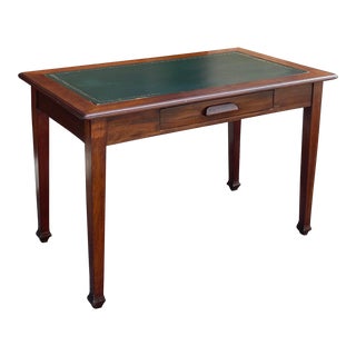 Antique Turn of the Century Mahogany and Green Leather Traditional Writing Desk For Sale
