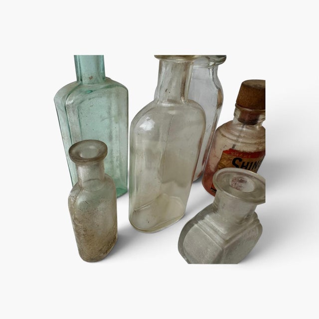 Antique Glass Bottle Set of 6 — Early Apothecary / Pharmacy Bottles For Sale - Image 4 of 6