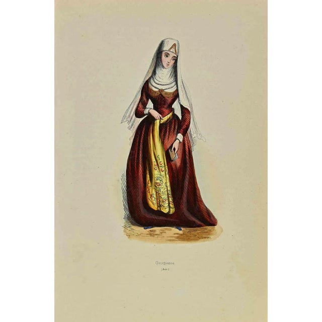 Georgian is a lithograph made by Auguste Wahlen in 1844. Hand colored. Good condition. At the center of the artwork is the...