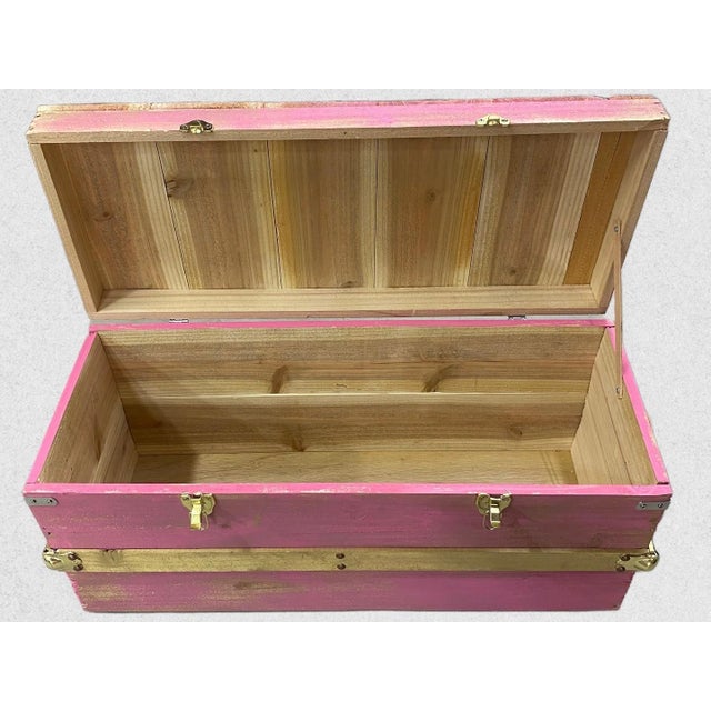 2020s Handcrafted Steamer Trunk in Golden Pink For Sale - Image 5 of 5