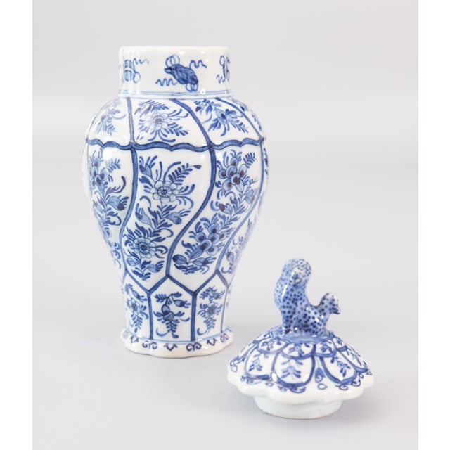Antique Chinoiserie Dutch Delft Faience Floral Lidded Vase Ginger Jar For Sale In Houston - Image 6 of 10