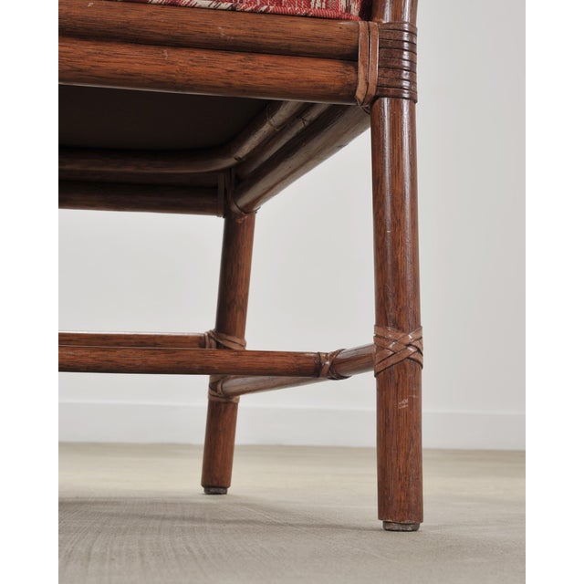Set of Four McGuire Spindle-Back Rattan Ikat Dining Armchairs For Sale - Image 9 of 18