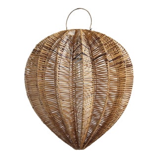 Contemporary Honey Rattan Starfruit Pendant Light Medium For Sale