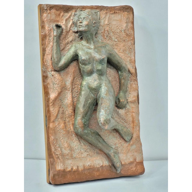 1990s Vintage Clay Art Nude Women Laying Sculpture Wall Hanging For Sale - Image 11 of 11