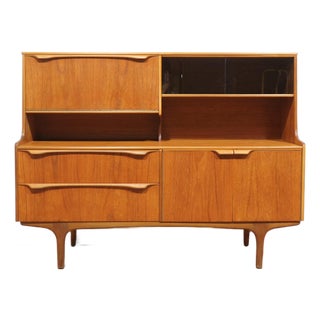 Mid Century Modern Vintage Teak Highboard Credenza Sideboard by S Form Danish Style For Sale