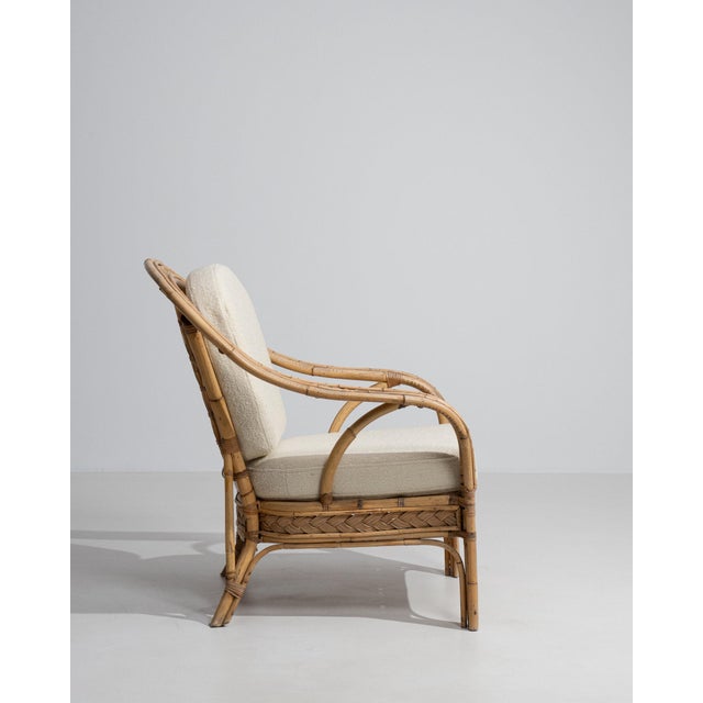 Mid 20th Century France Cream Bamboo Armchair For Sale - Image 9 of 11