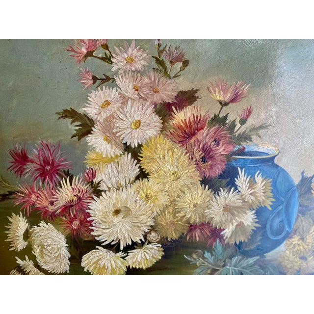 Vintage Still Life Flower Painting in Nice Wood Frame For Sale - Image 4 of 11